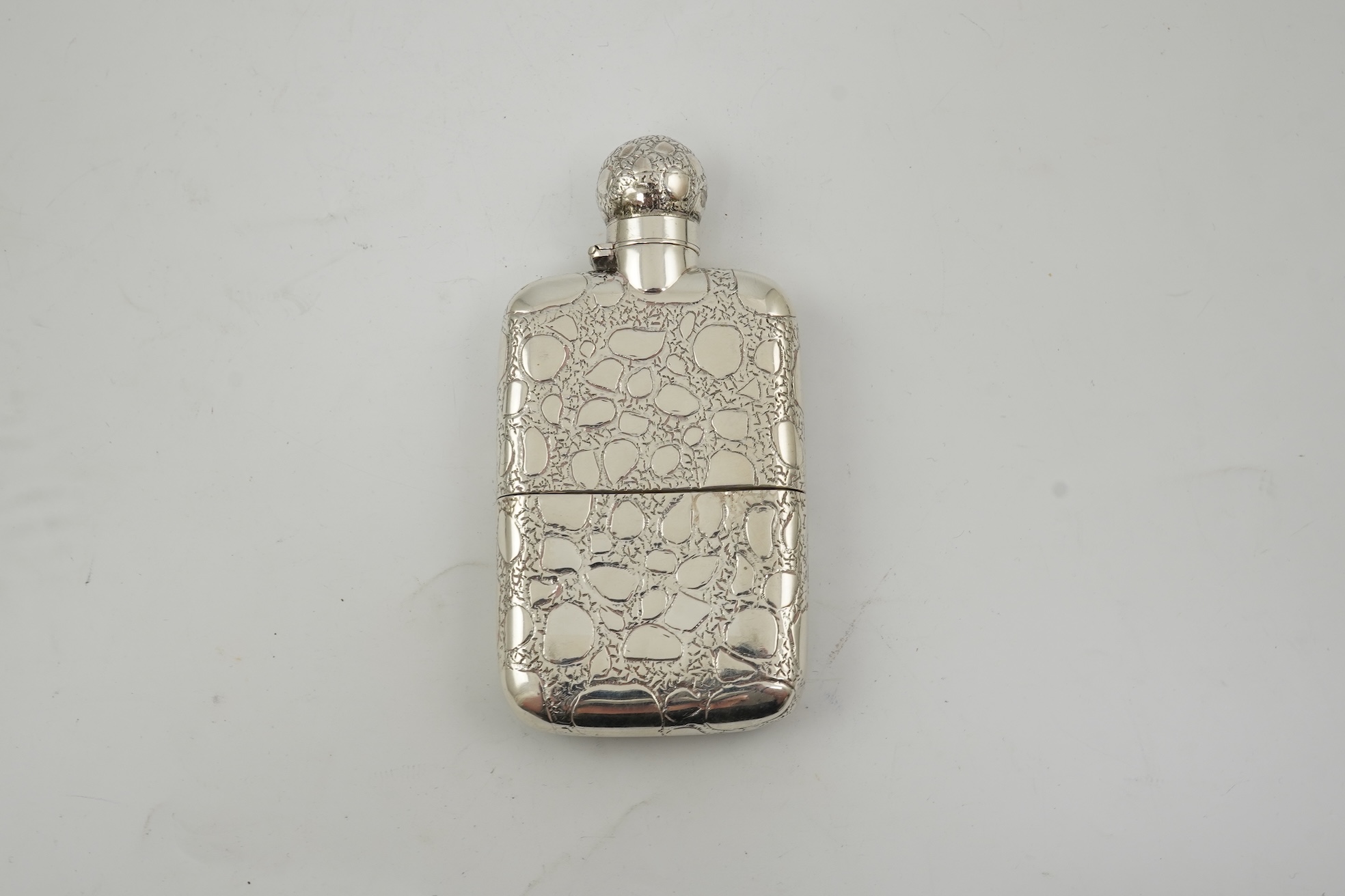 A late Victorian silver hip flask, maker George Heath?
